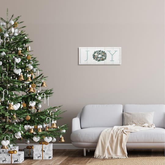 Stupell Industries Joy Holiday Seashell Wreath Canvas Wall Art